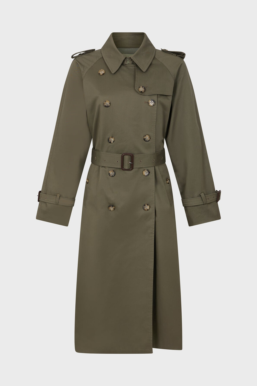 gabardina larga color caqui - serge