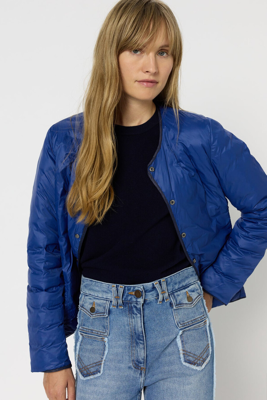 chaqueta corta reversible de plumas - solange