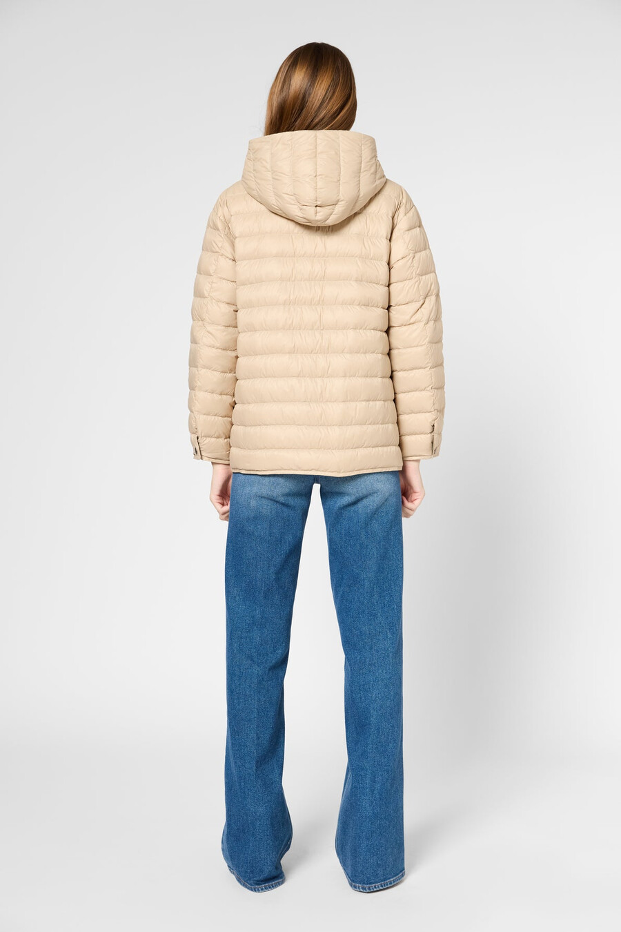 chaqueta corta de plumas reversible con capucha - serena