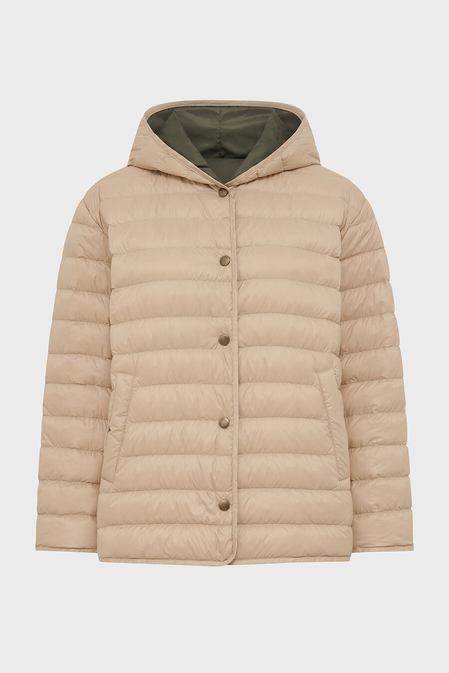 chaqueta corta de plumas reversible con capucha - serena
