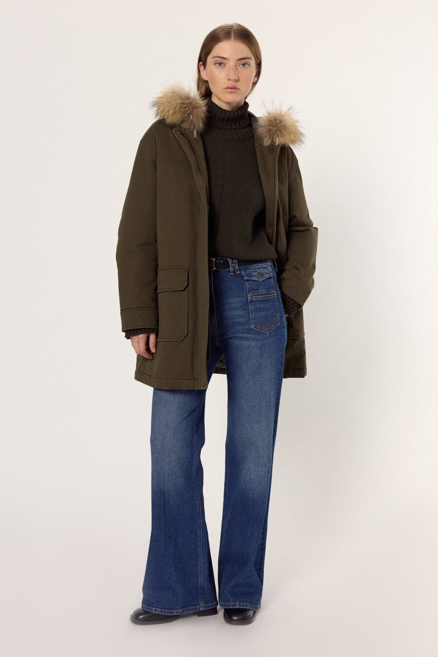 parka de algodón con capucha de pelo - mina
