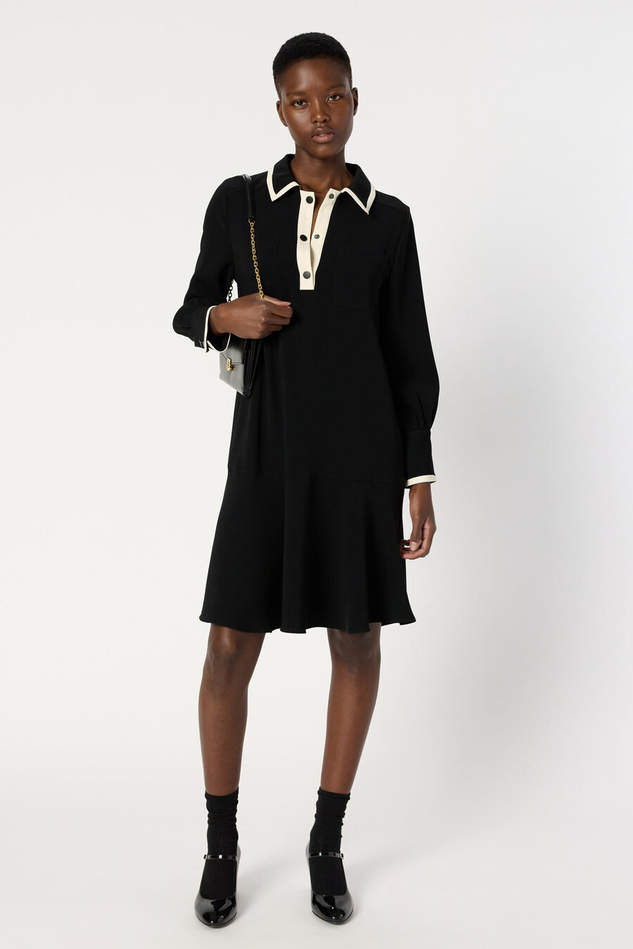 vestido bicolor con cuello camisero - livia