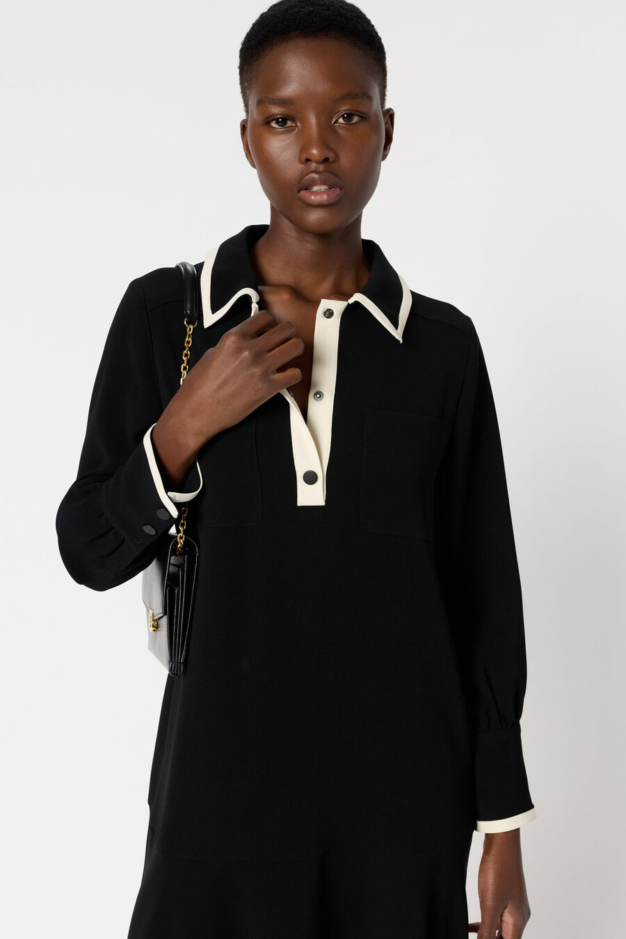 vestido bicolor con cuello camisero - livia