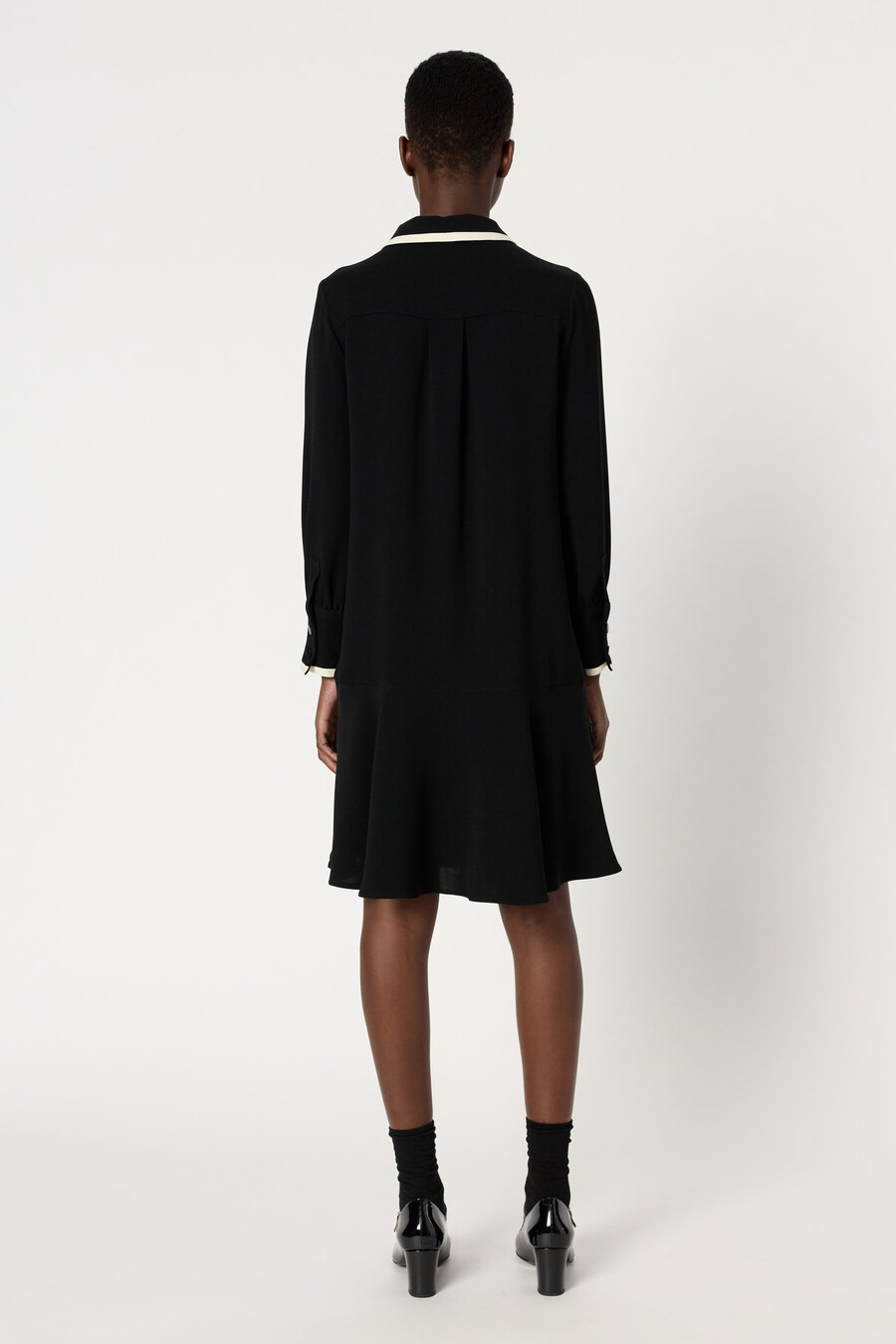 vestido bicolor con cuello camisero - livia