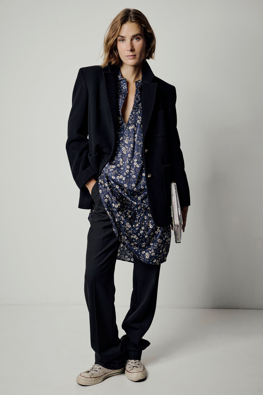 vestido estampado con cuello camisero - leana