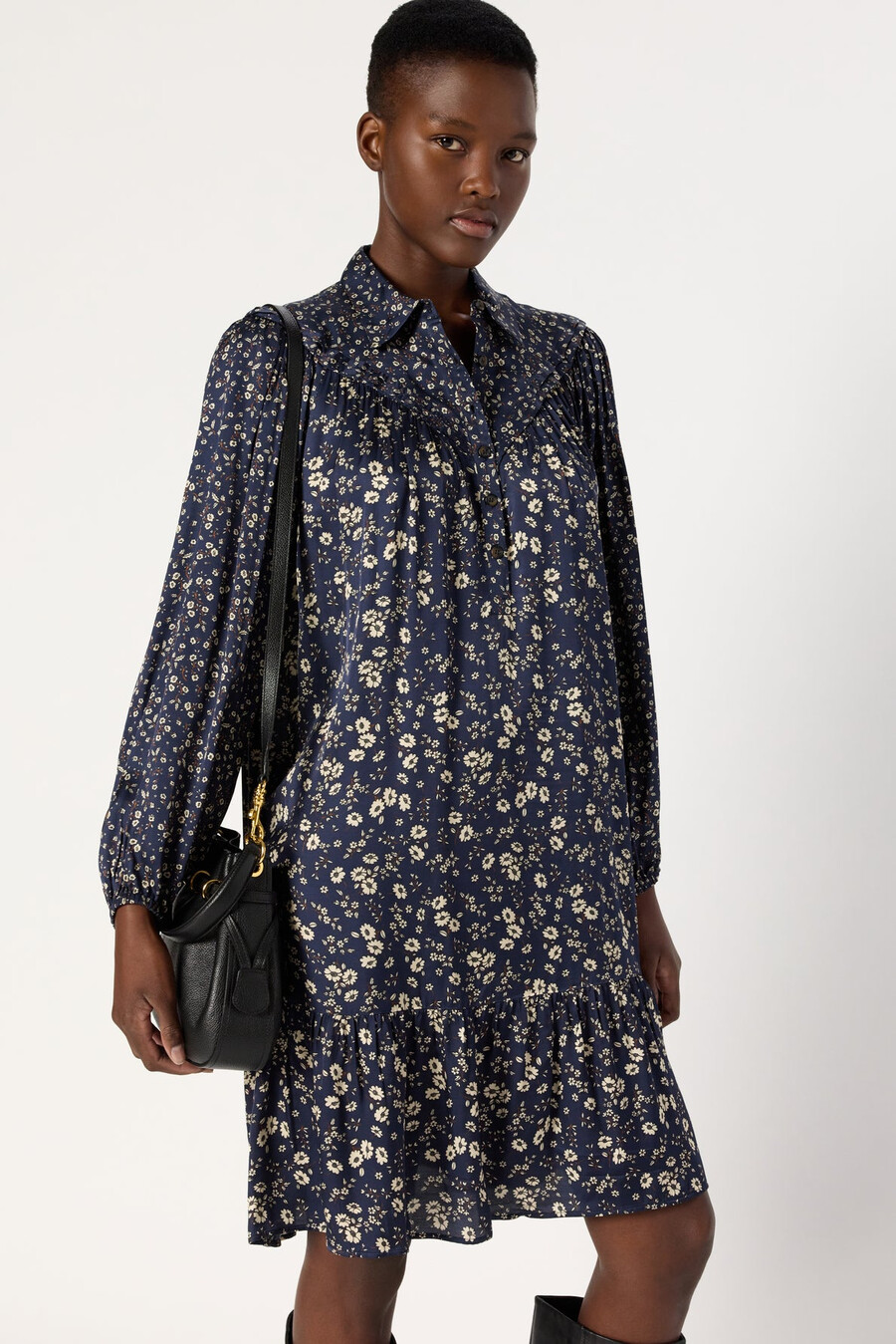 vestido estampado con cuello camisero - leana