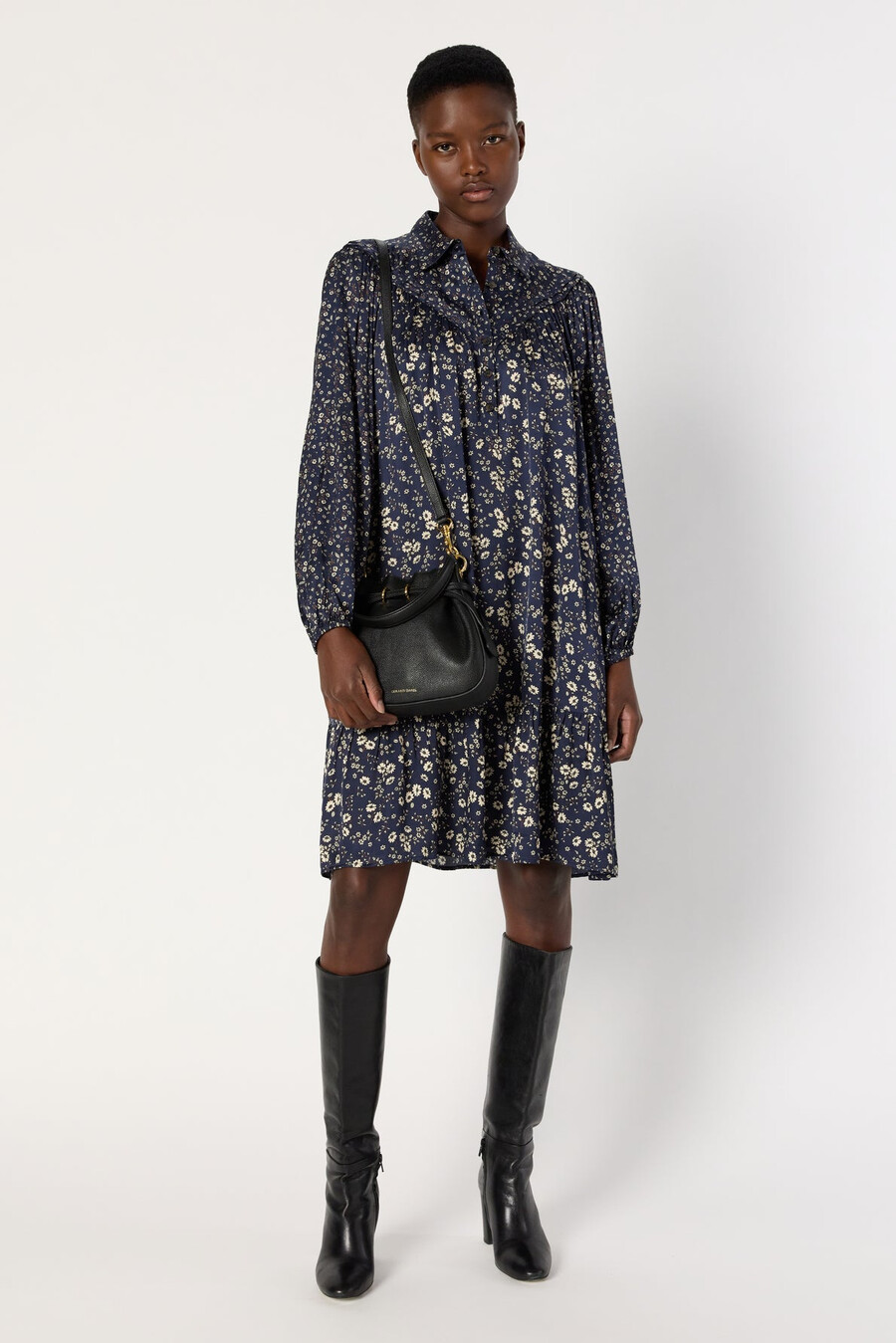 vestido estampado con cuello camisero - leana
