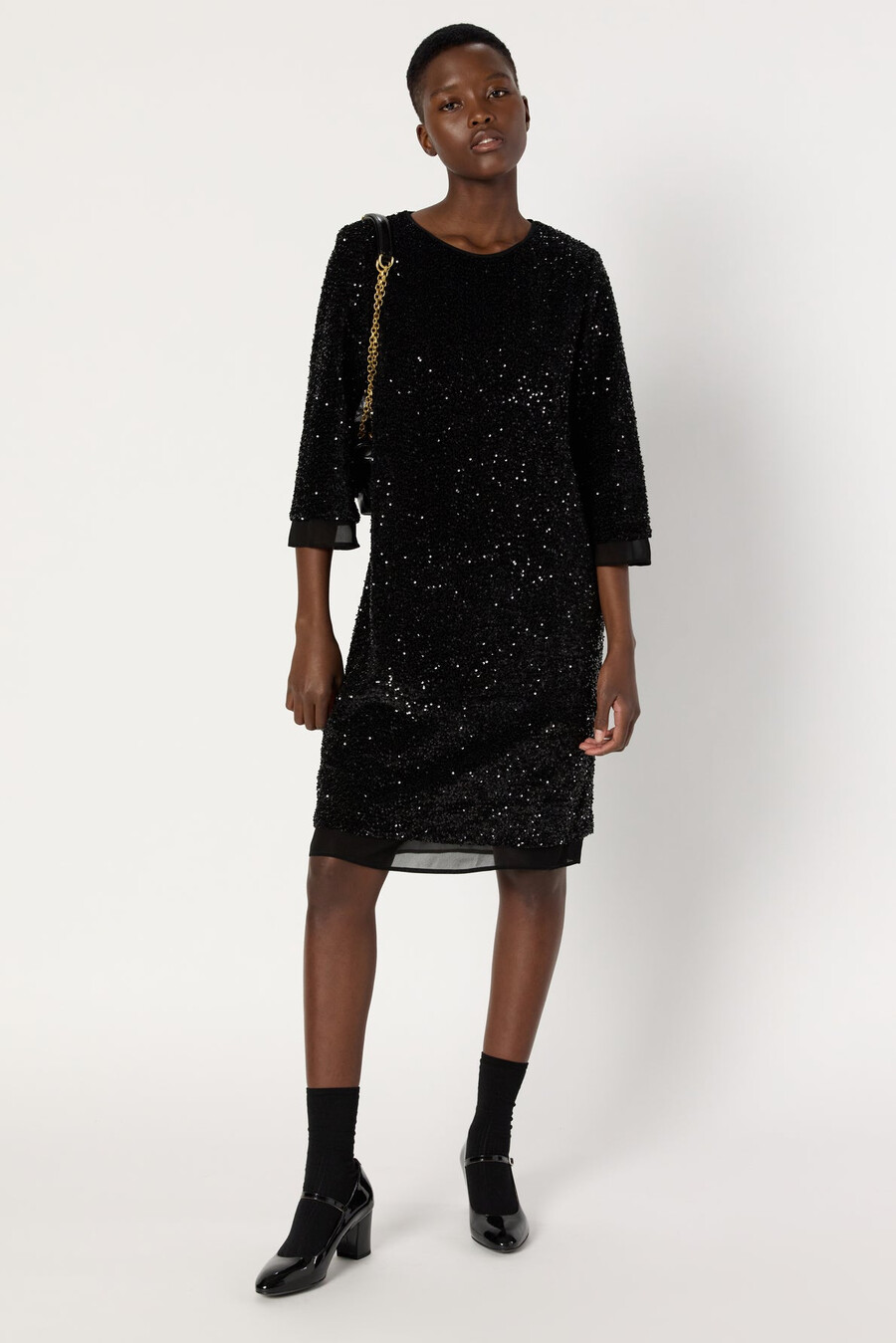 vestido recto de noche con lentejuelas - liora