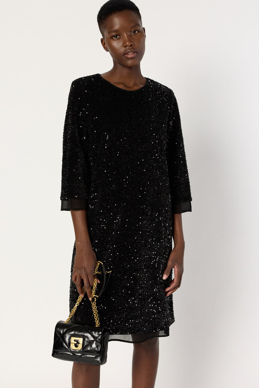 vestido recto de noche con lentejuelas - liora