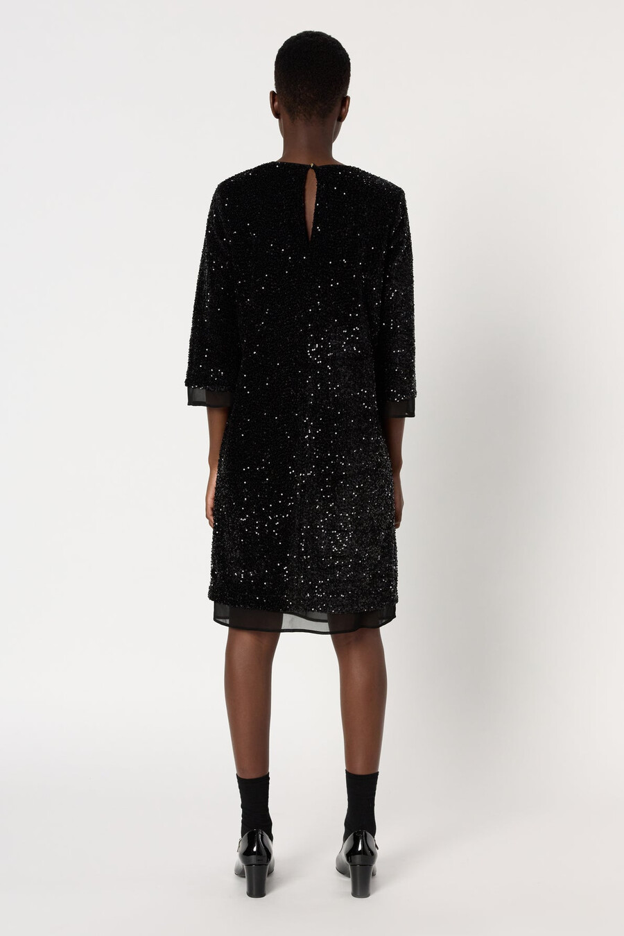 vestido recto de noche con lentejuelas - liora