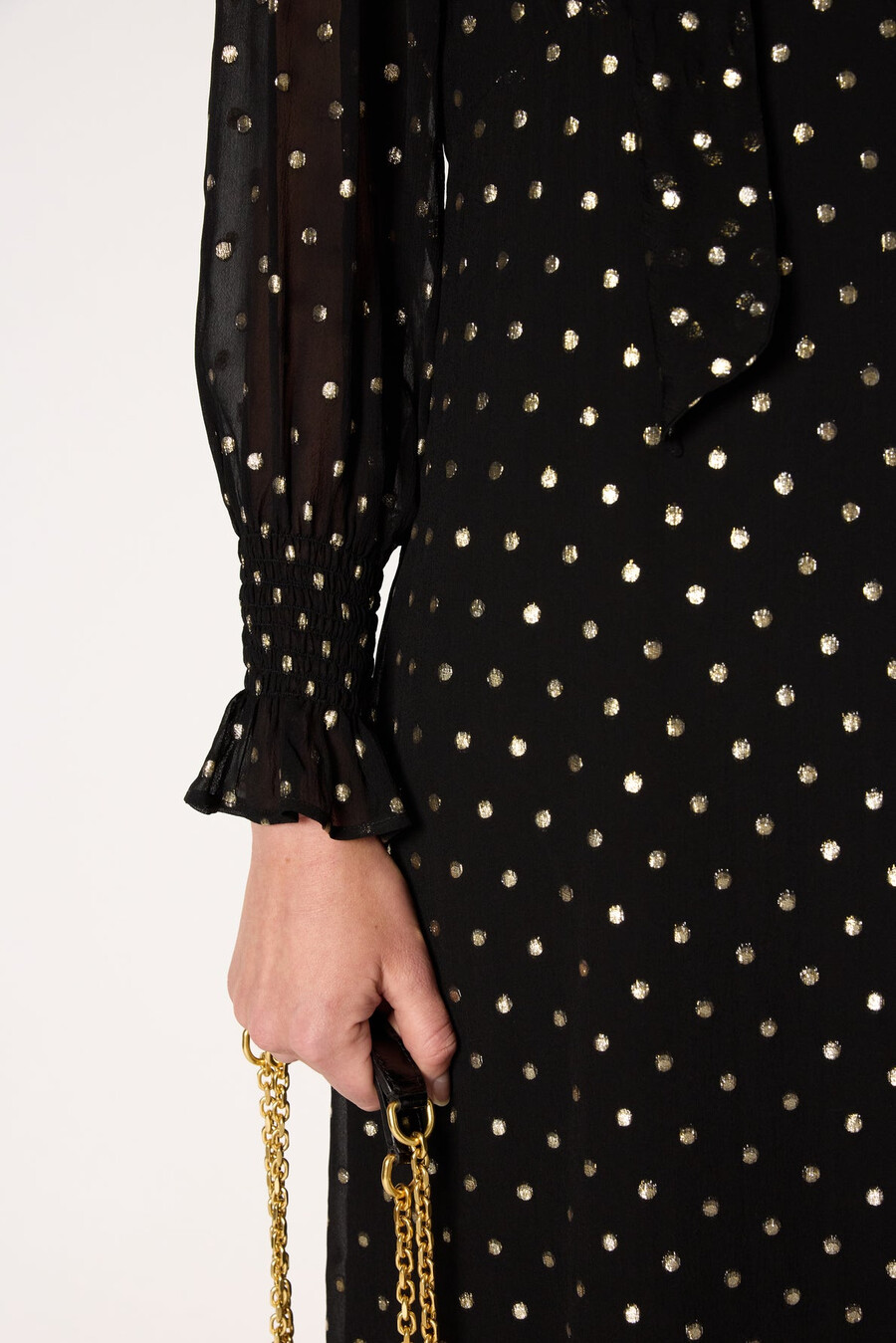 vestido de gasa con cuello lavallière - laure