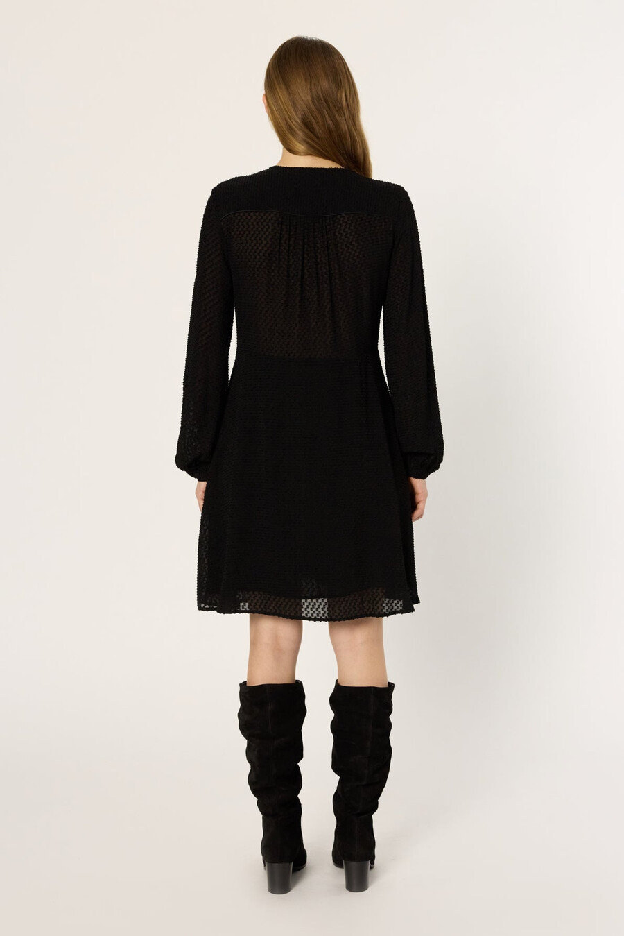 vestido recto de jacquard a cuadros - laetitia