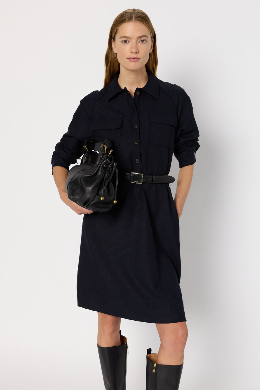vestido corto con cuello camisero - lea