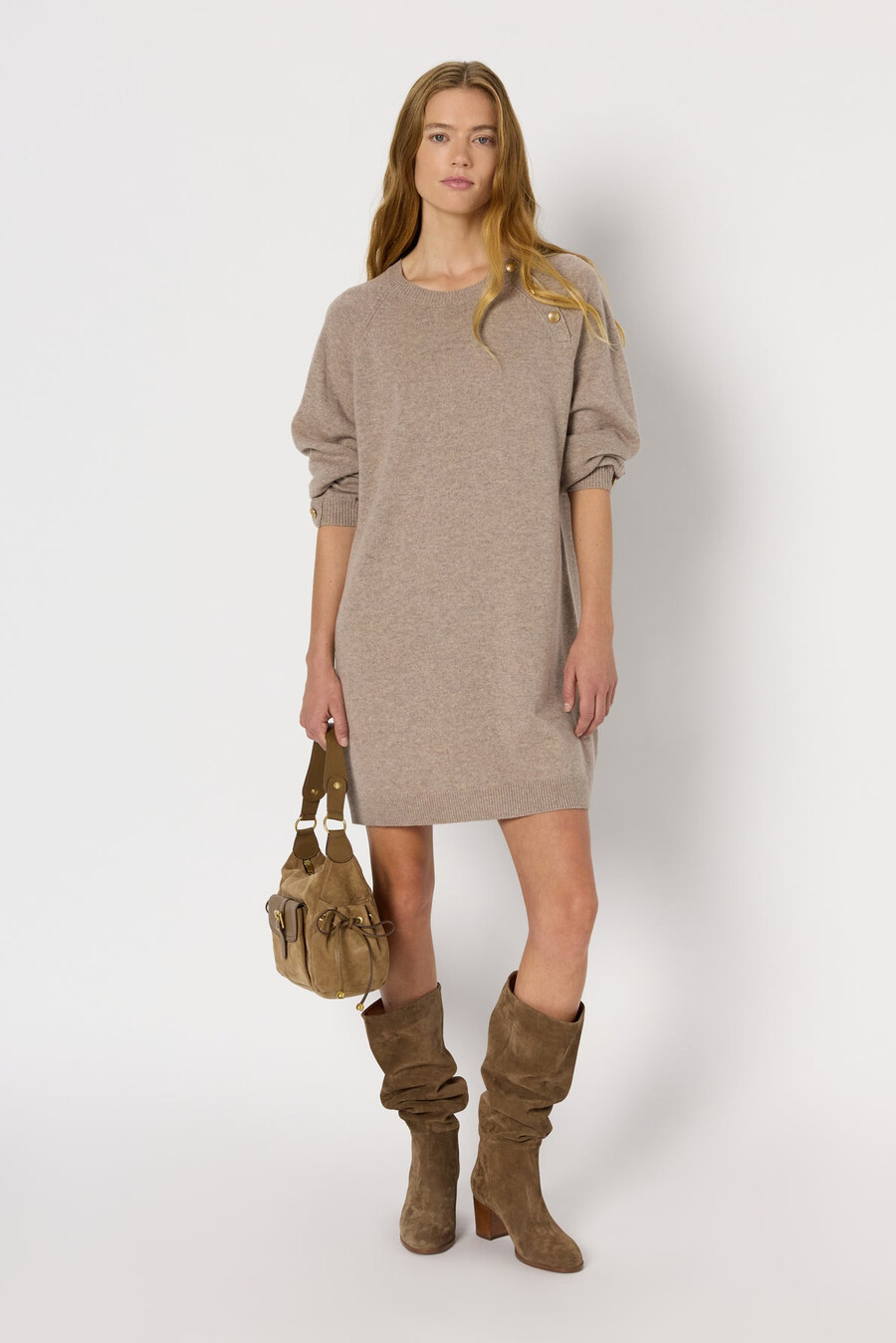 vestido mini de lana de corte recto - loma