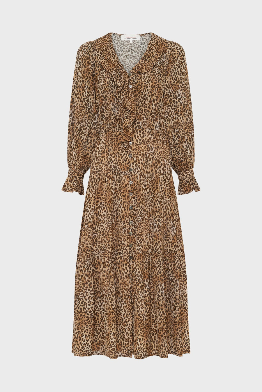 vestido largo de leopardo con volantes - lyza