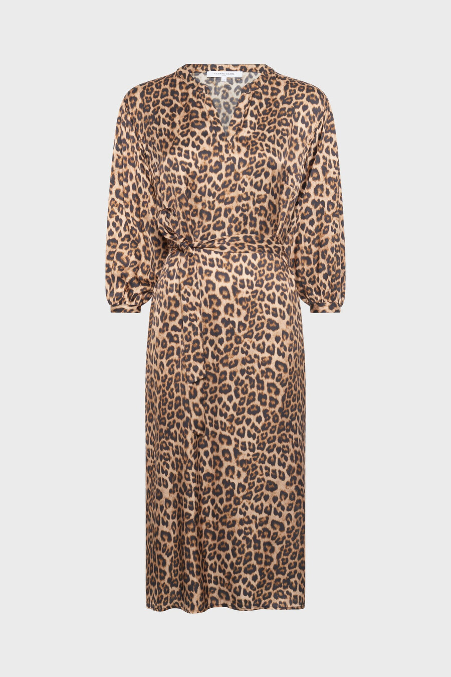 vestido midi de satén con estampado de leopardo - liloux