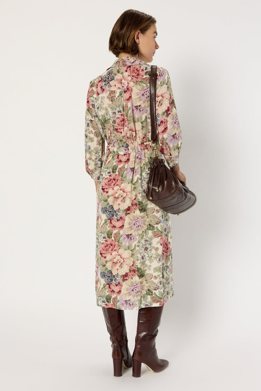 vestido camisero largo con estampado floral - lian