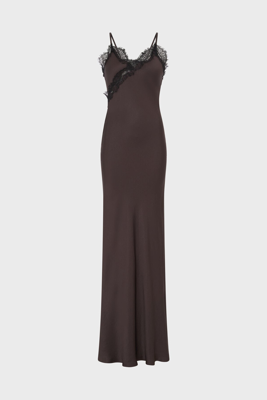 vestido largo con tirantes finos y encaje - lou