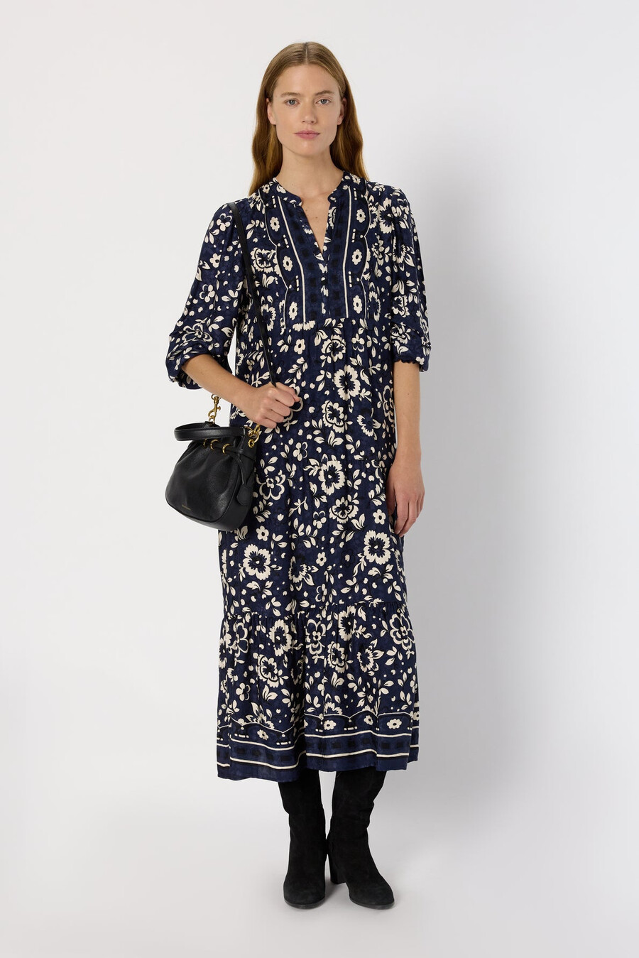 vestido largo con estampado jacquard - lydiane