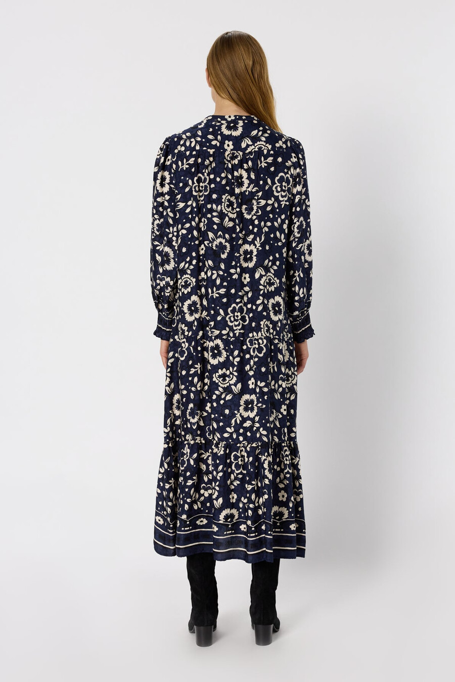 vestido largo con estampado jacquard - lydiane