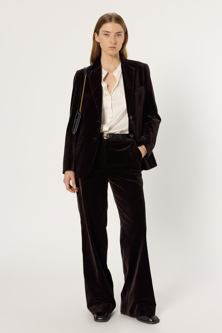 chaqueta de traje en terciopelo suave - nirina