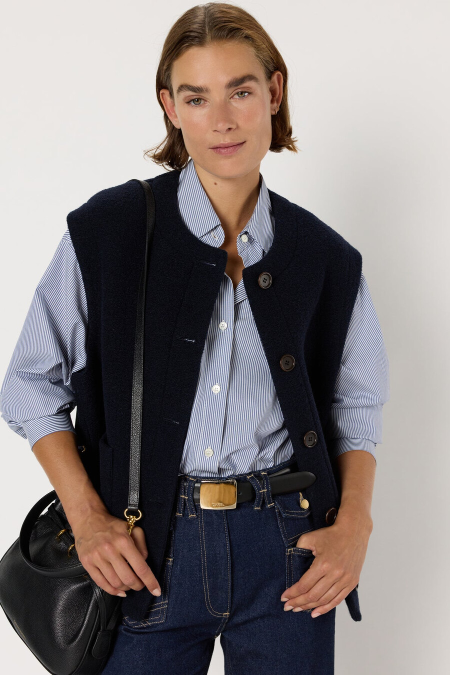 chaqueta de lana boucle sin mangas - nolwenn