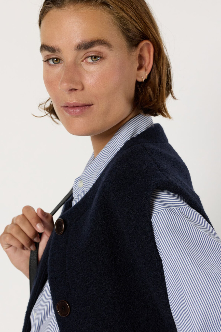 chaqueta de lana boucle sin mangas - nolwenn