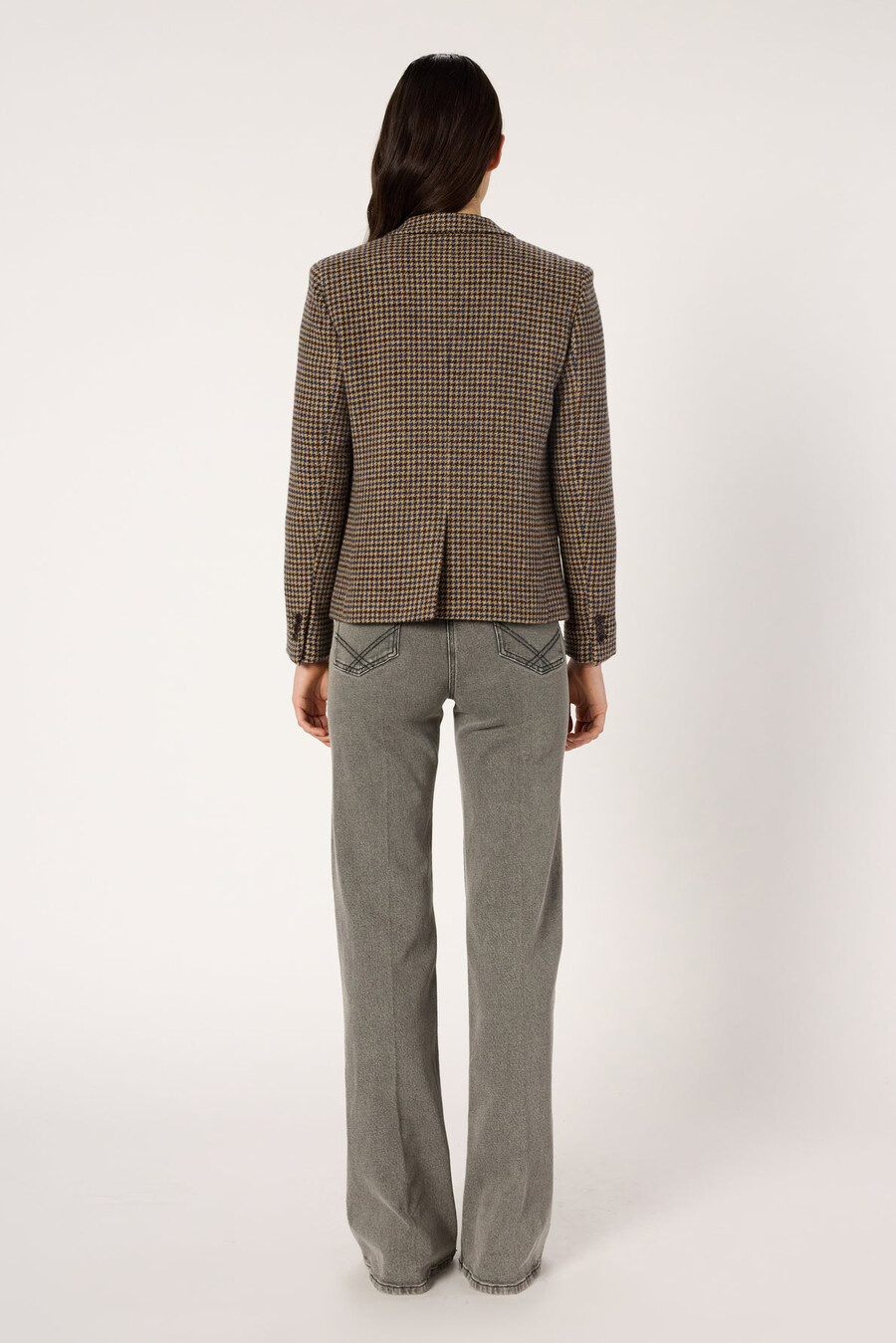 blazer grande de lana con estampado pata de gallo - nathane