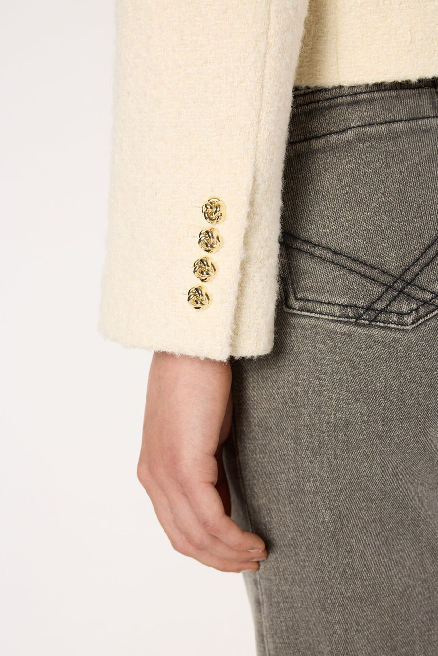 chaqueta corta de tweed lisa - norine
