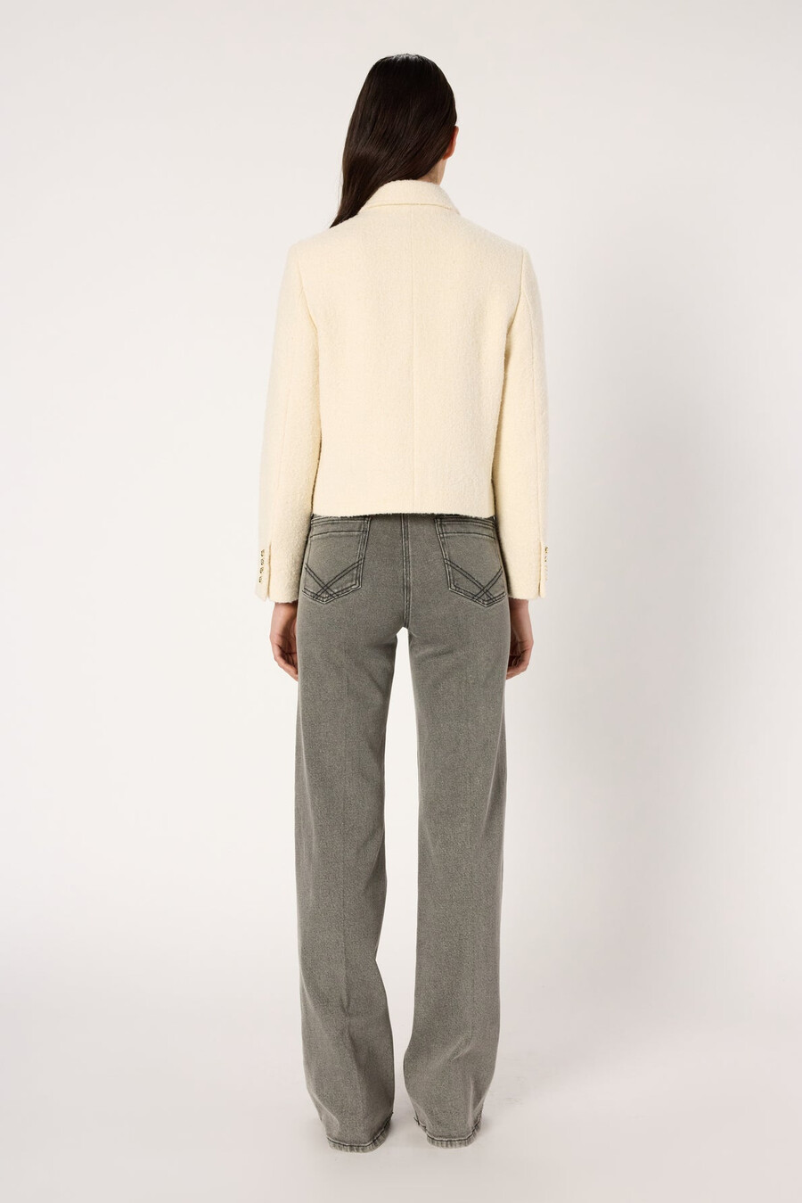 chaqueta corta de tweed lisa - norine