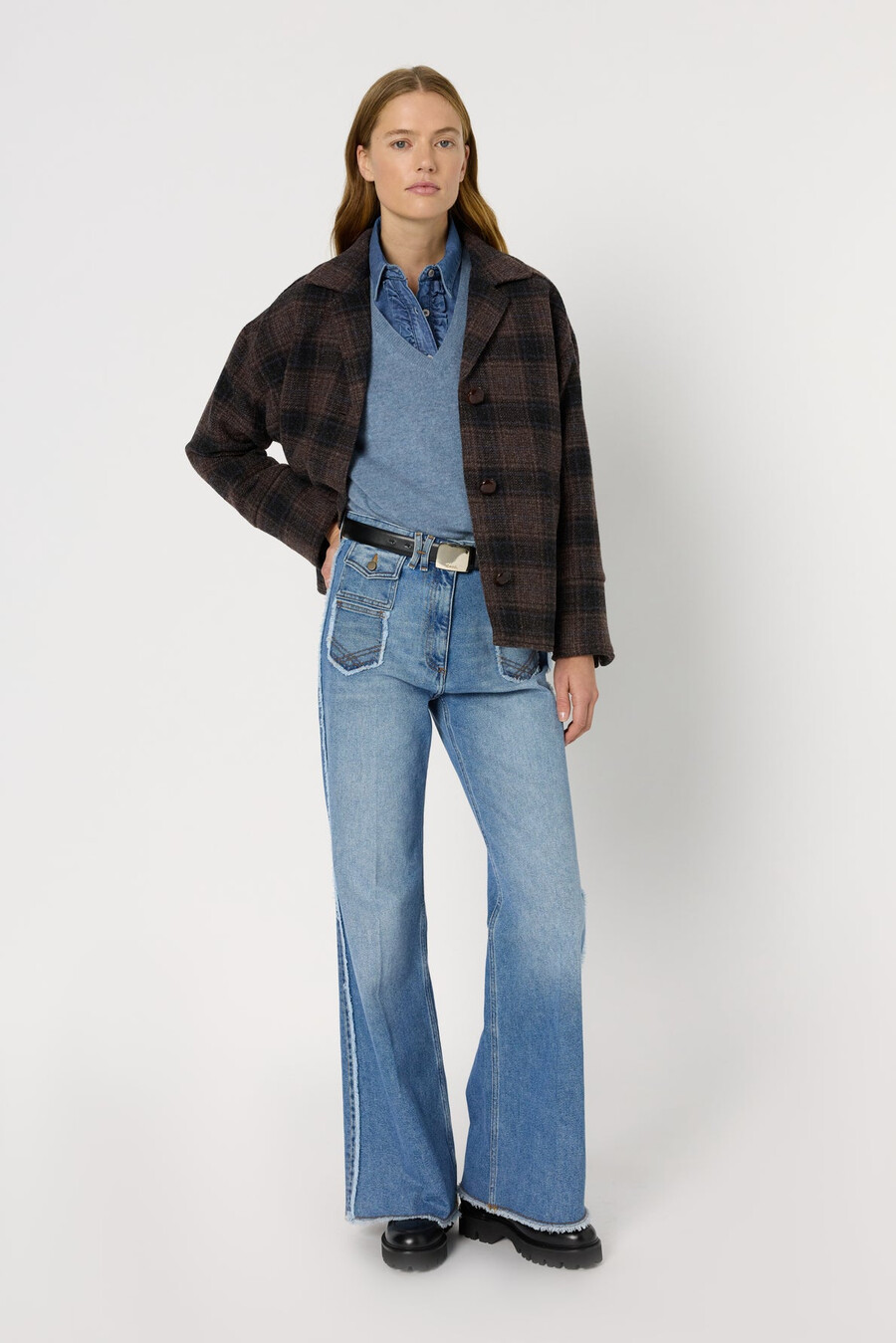 chaqueta de lana a cuadros - nerina