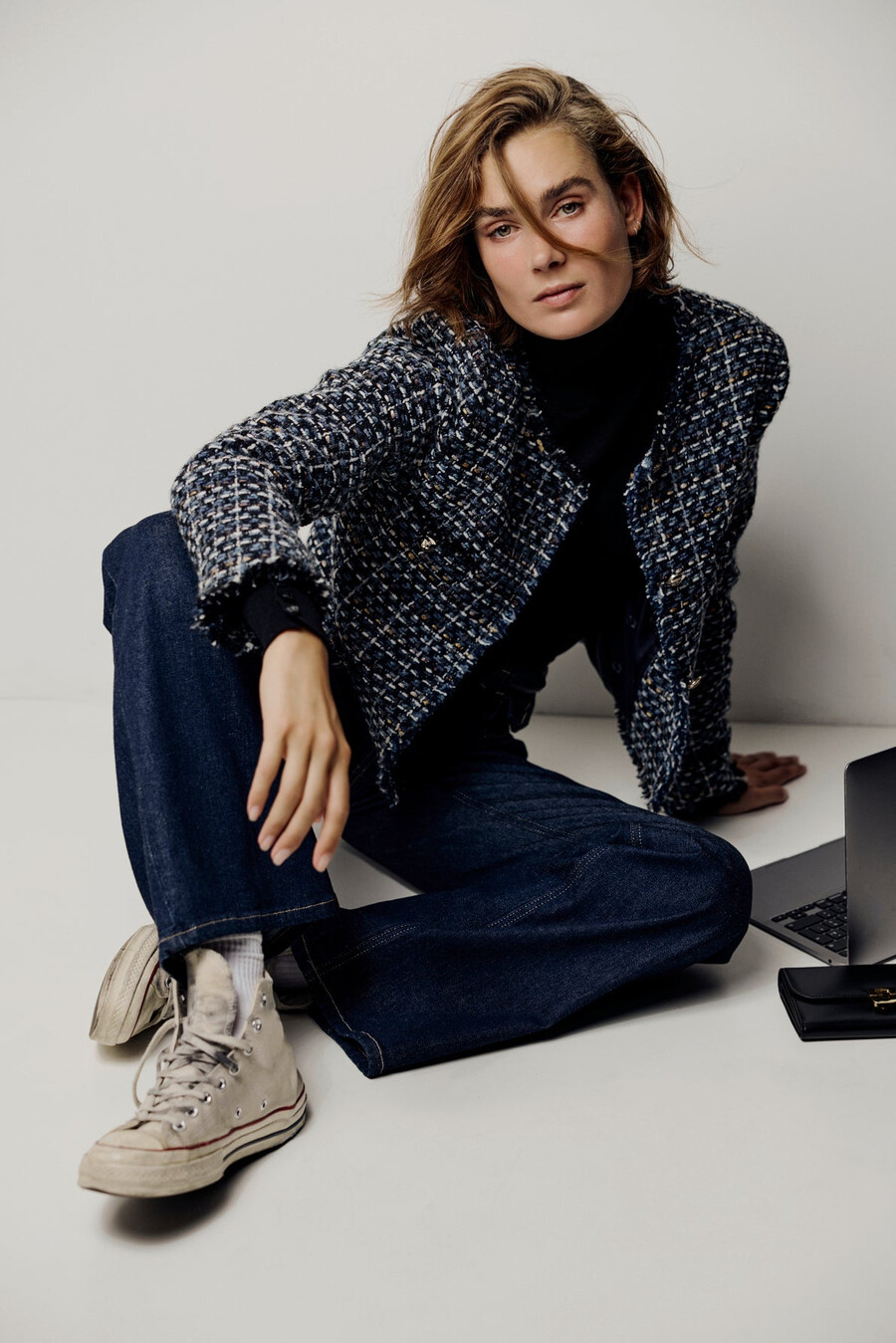 chaqueta de tweed con lurex - naya