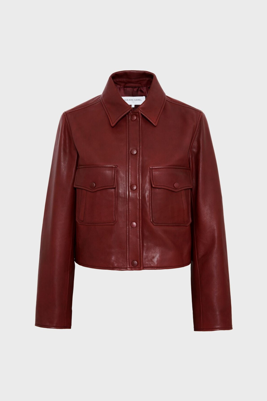 chaqueta de cuero burdeos cropped - noeve