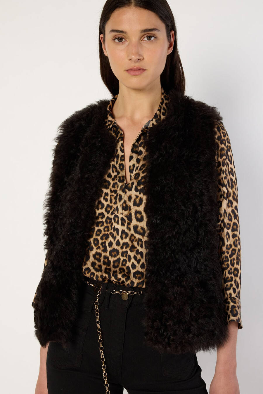chaqueta de piel de oveja sin mangas - maelle