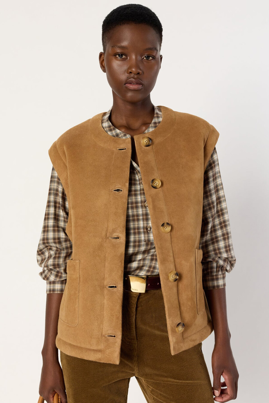 chaqueta de piel de oveja sin mangas - melissa