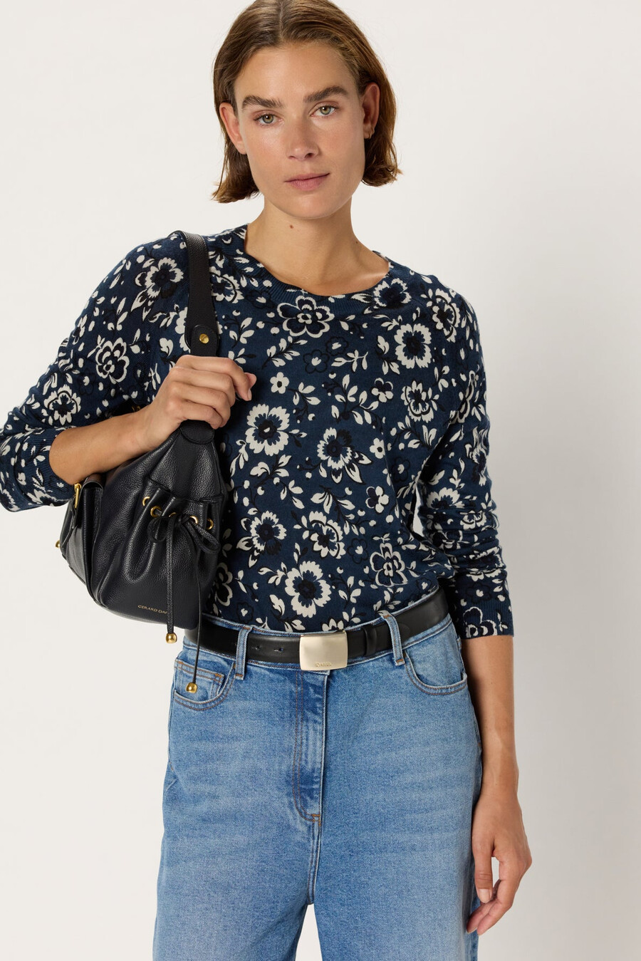 suéter floral de lana fina - eveline
