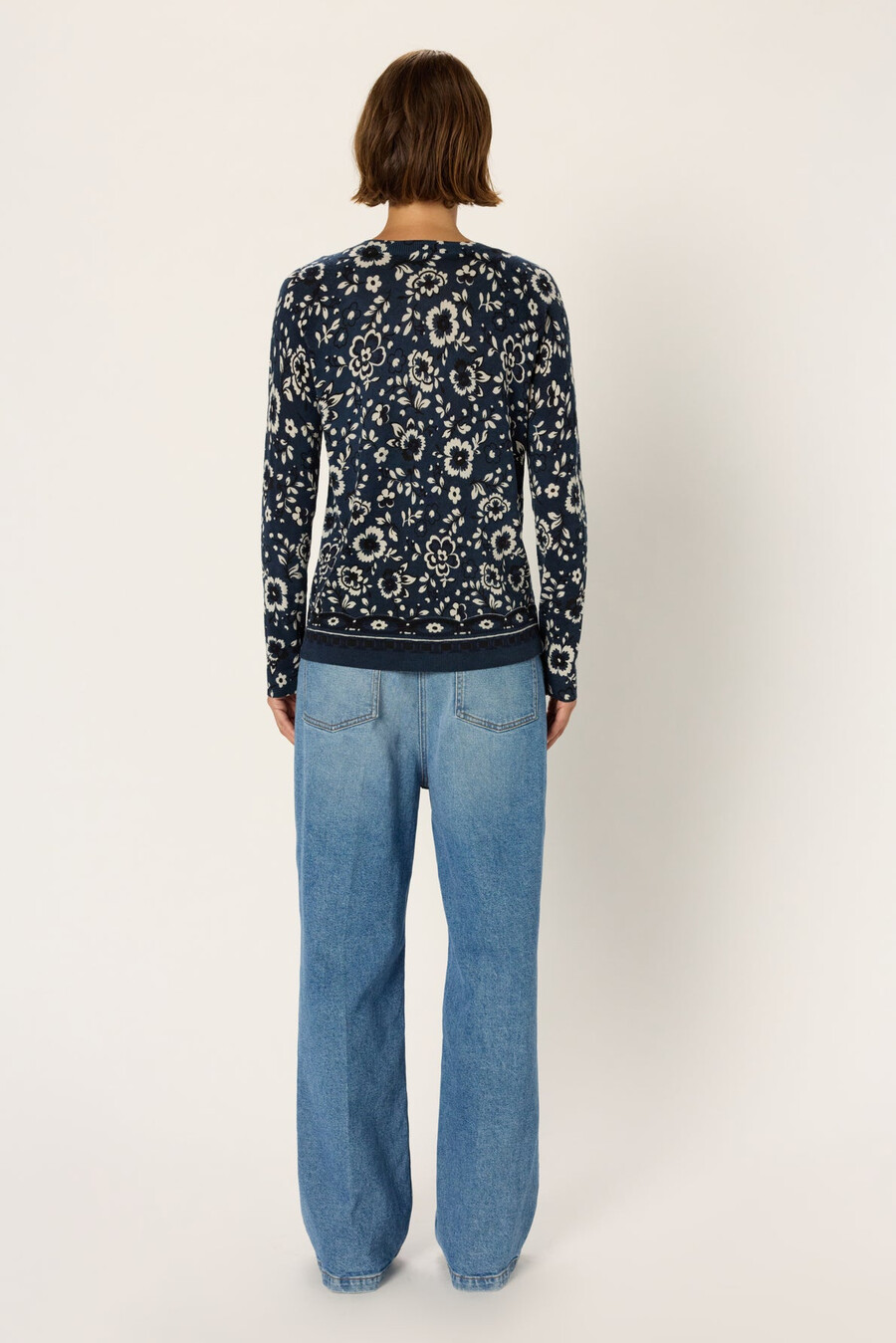 suéter floral de lana fina - eveline