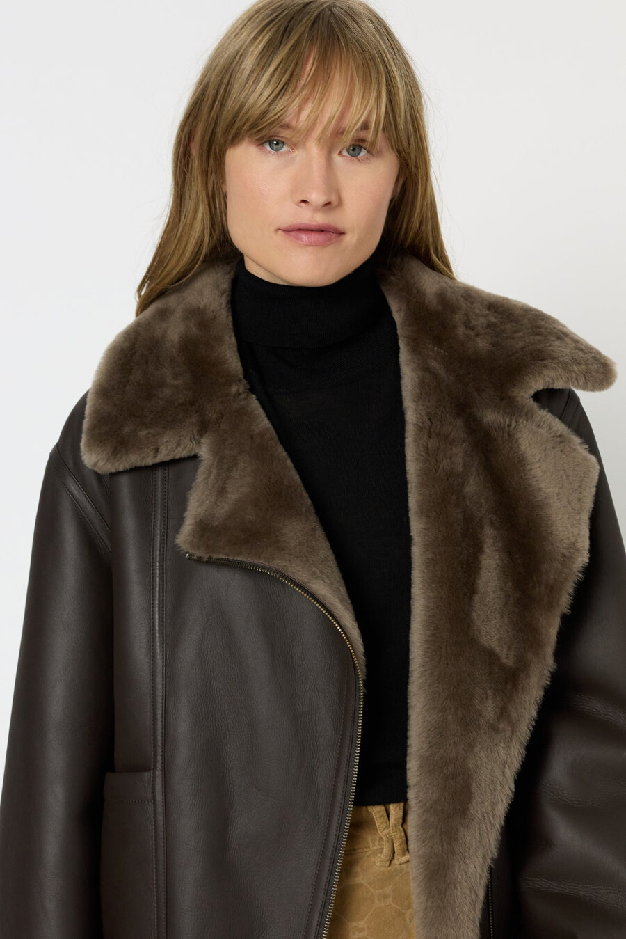 chaqueta biker de piel de oveja - nadia