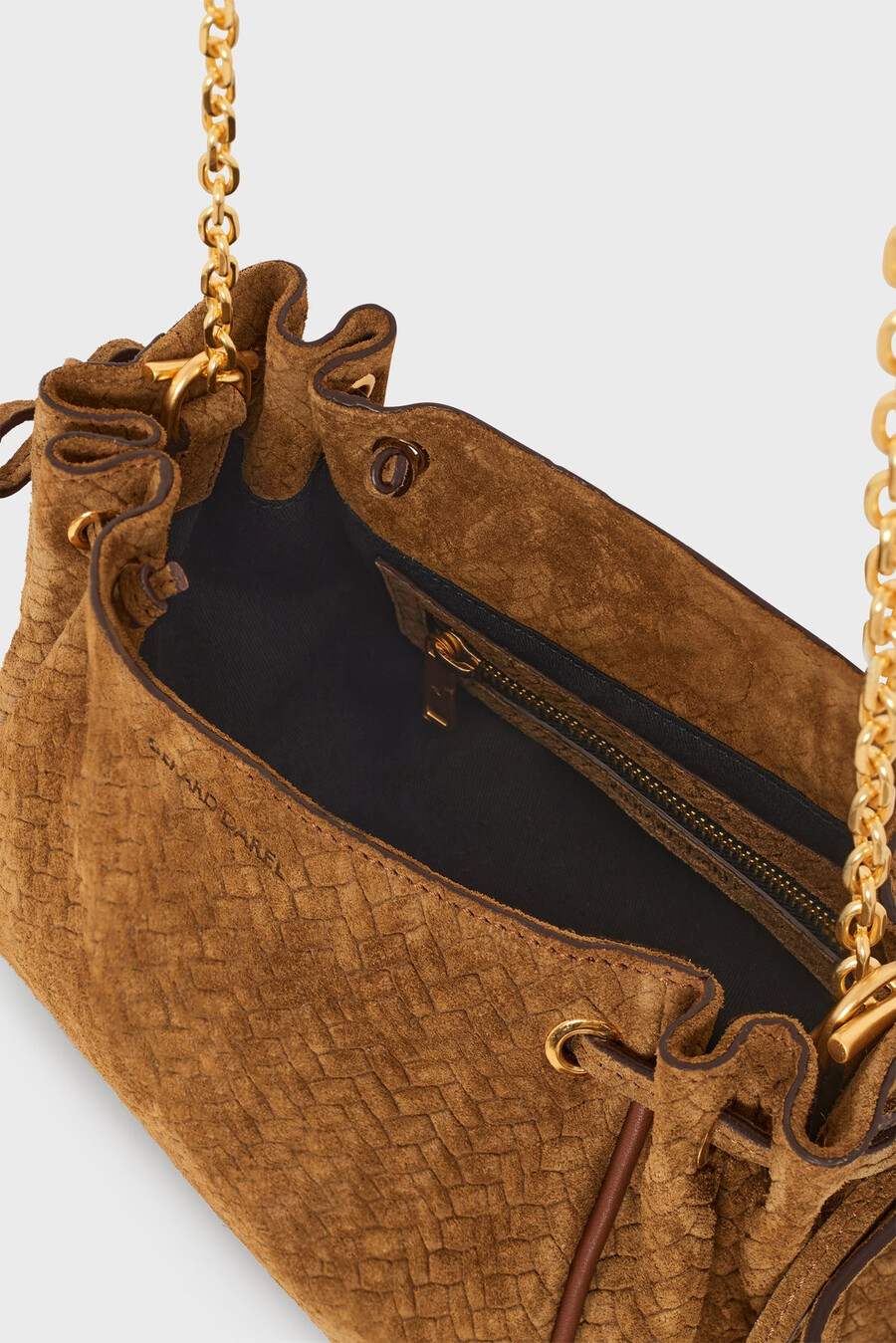 bolso en piel serraje con efecto trenzado - le minii 24
