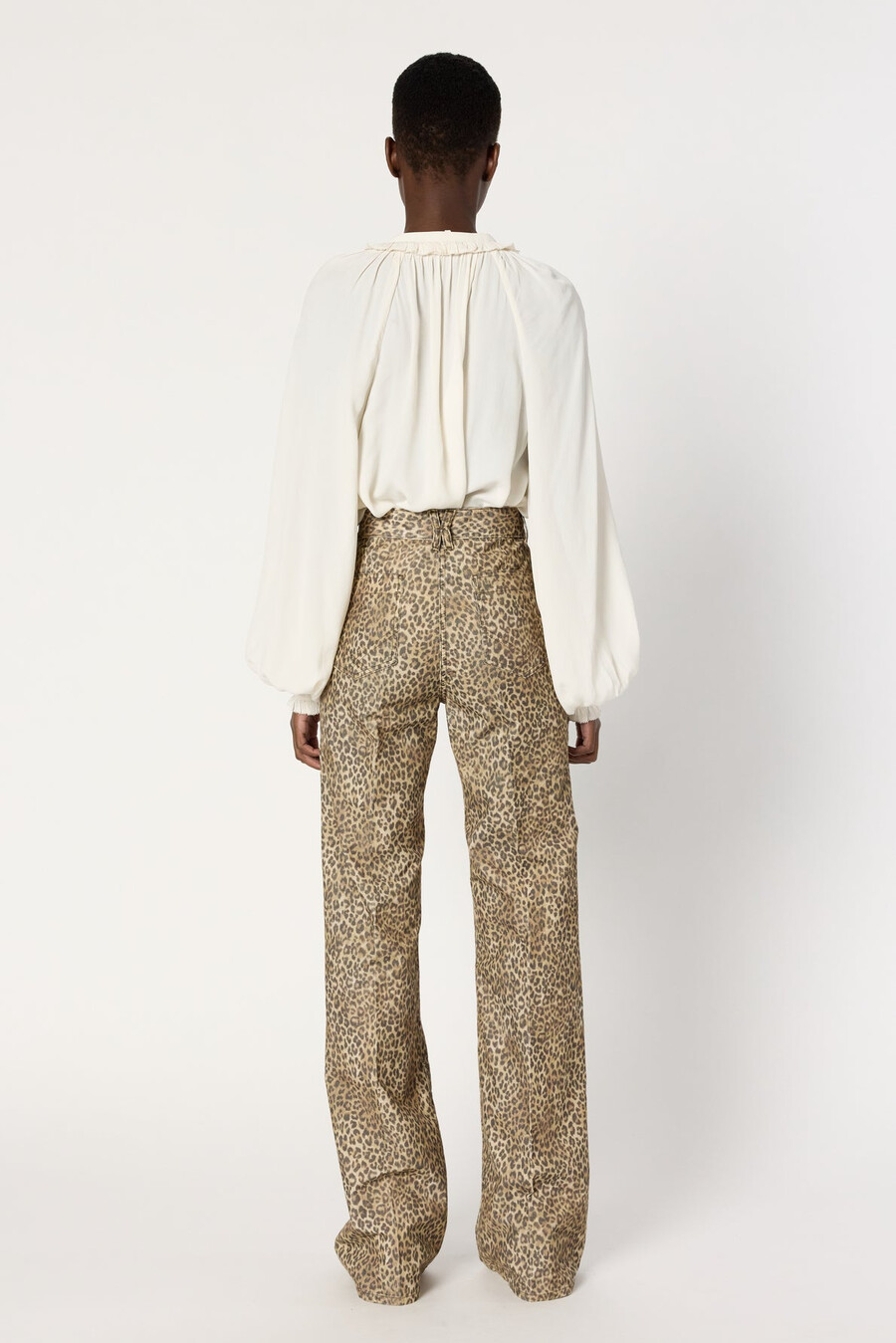 pantalones acampanados de leopardo con pana de aguja - anna