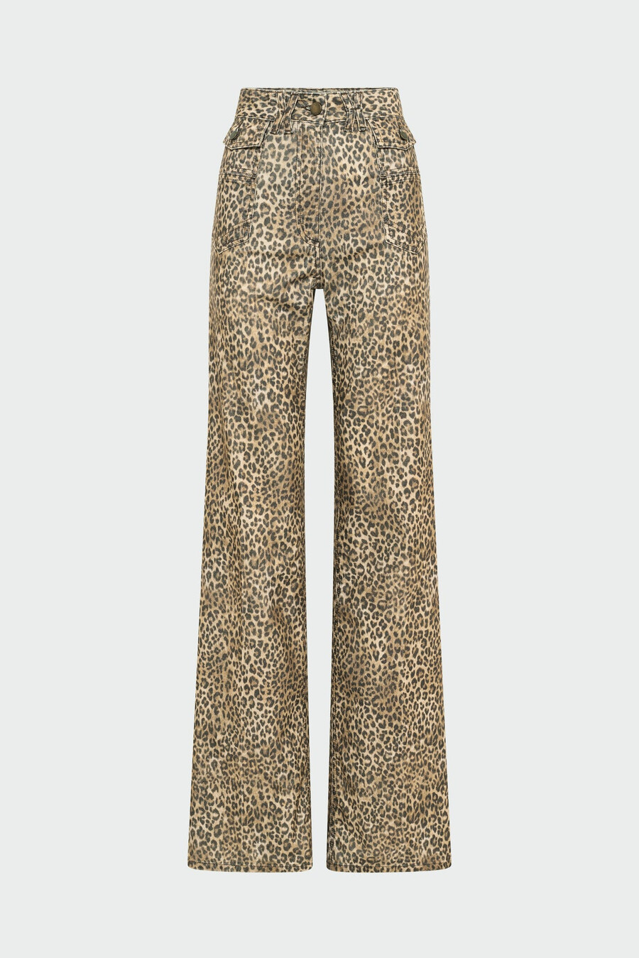 pantalones acampanados de leopardo con pana de aguja - anna
