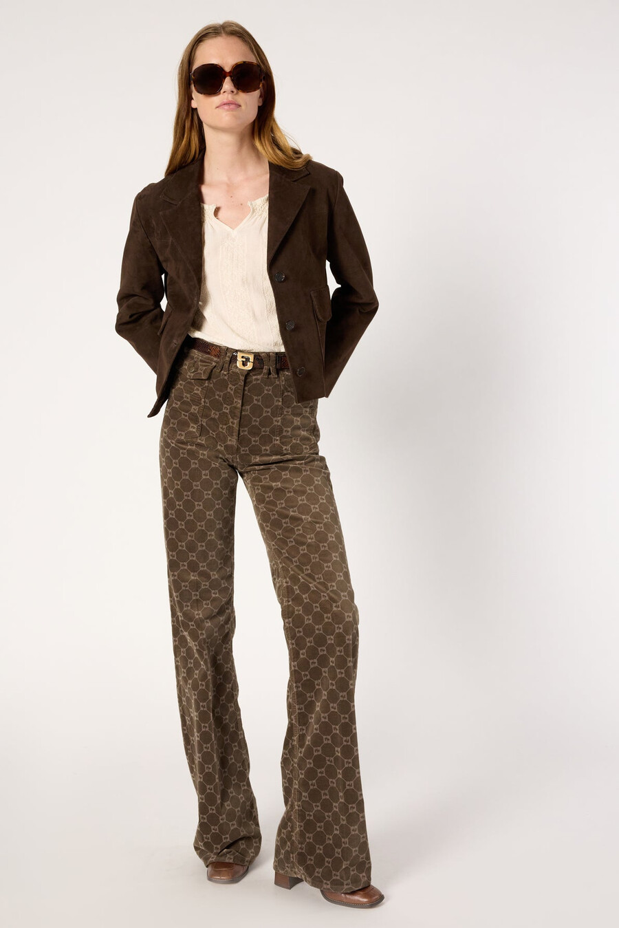 pantalones de pana acampanados con monograma - anna