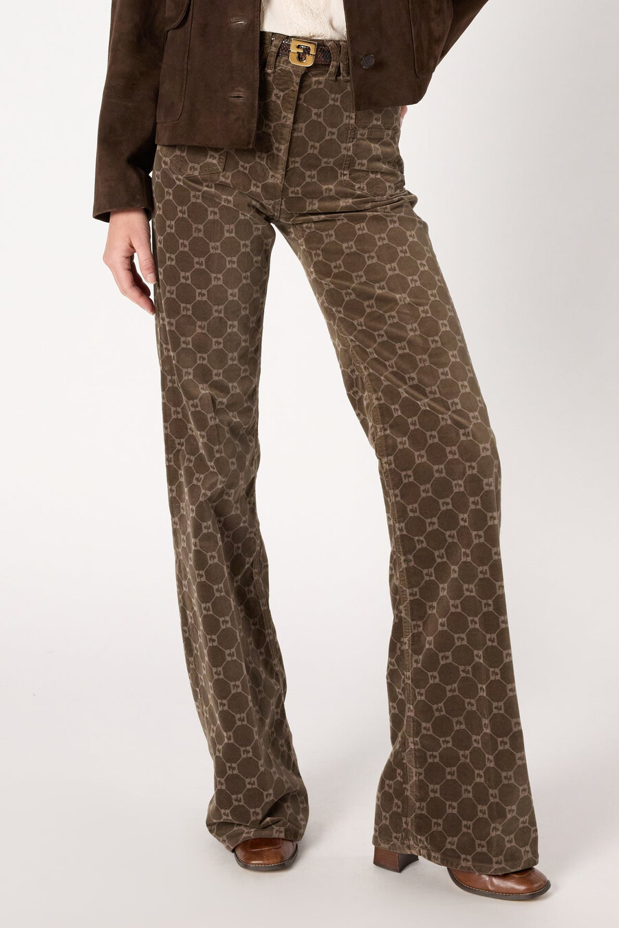 pantalones de pana acampanados con monograma - anna