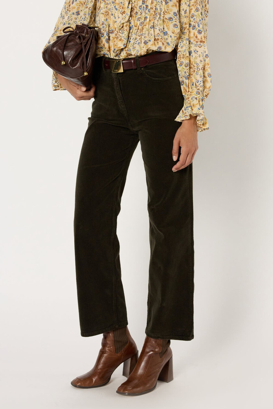 pantalón recto de pana - celeste