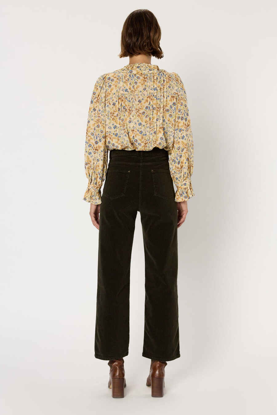 pantalón recto de pana - celeste