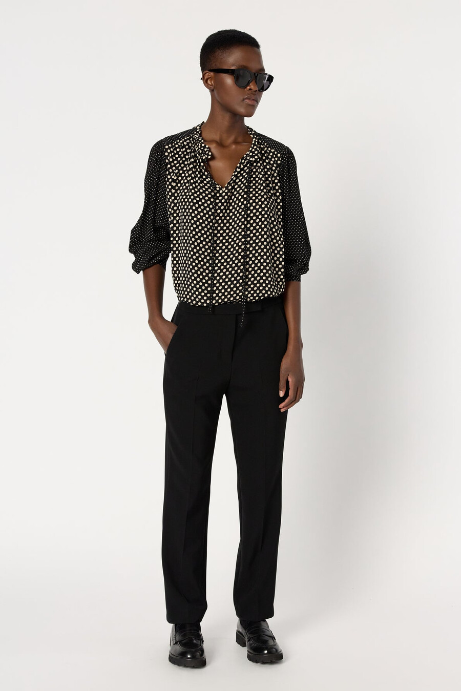 pantalón recto con espalda elástica - cora