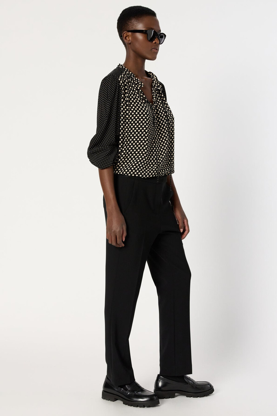 pantalón recto con espalda elástica - cora