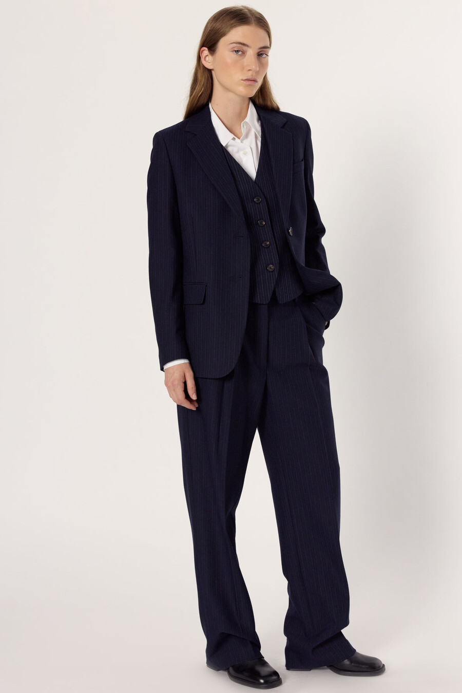 pantalones de traje de raya diplomática - charlene