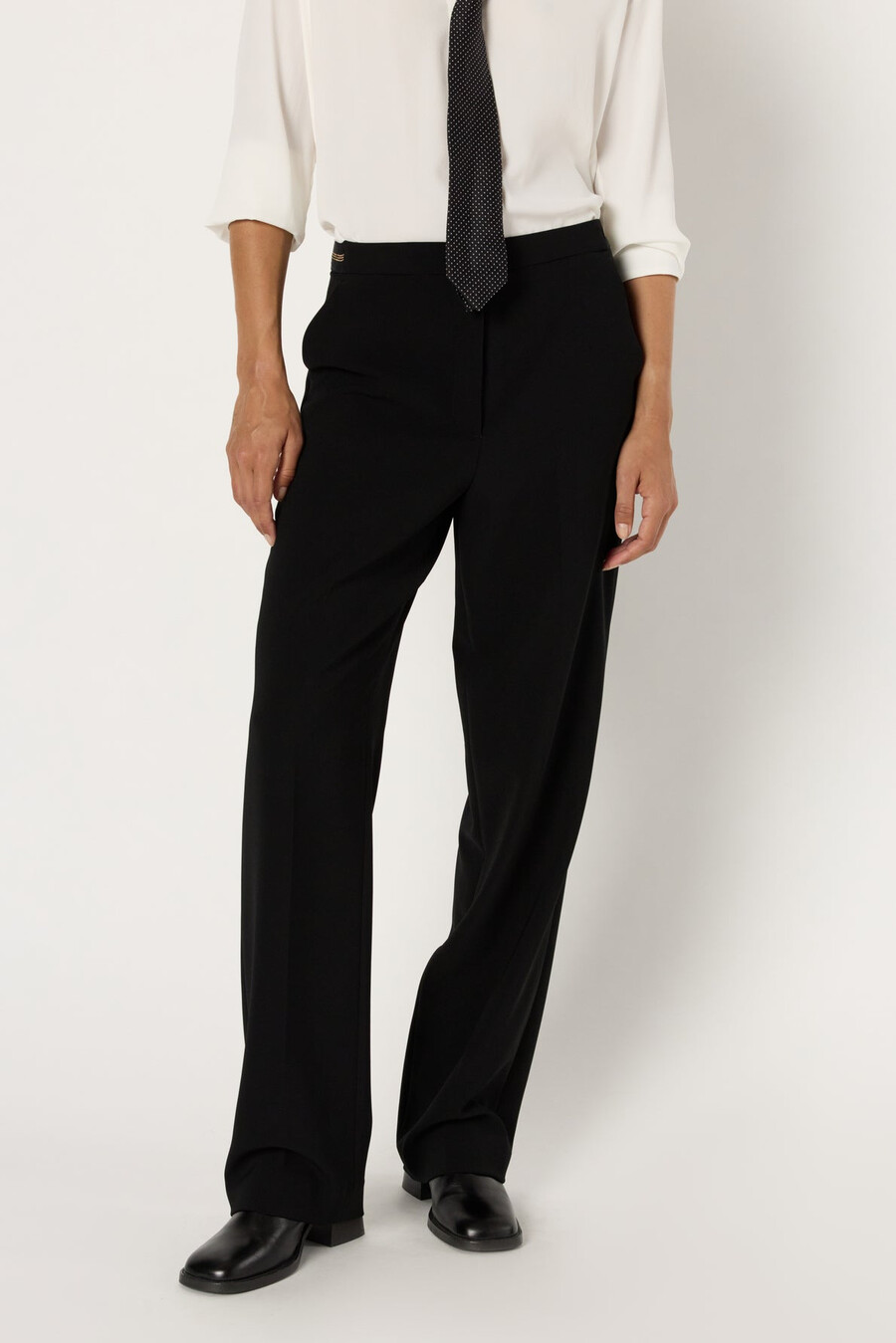 pantalón de traje recto con cintura elástica - cecile