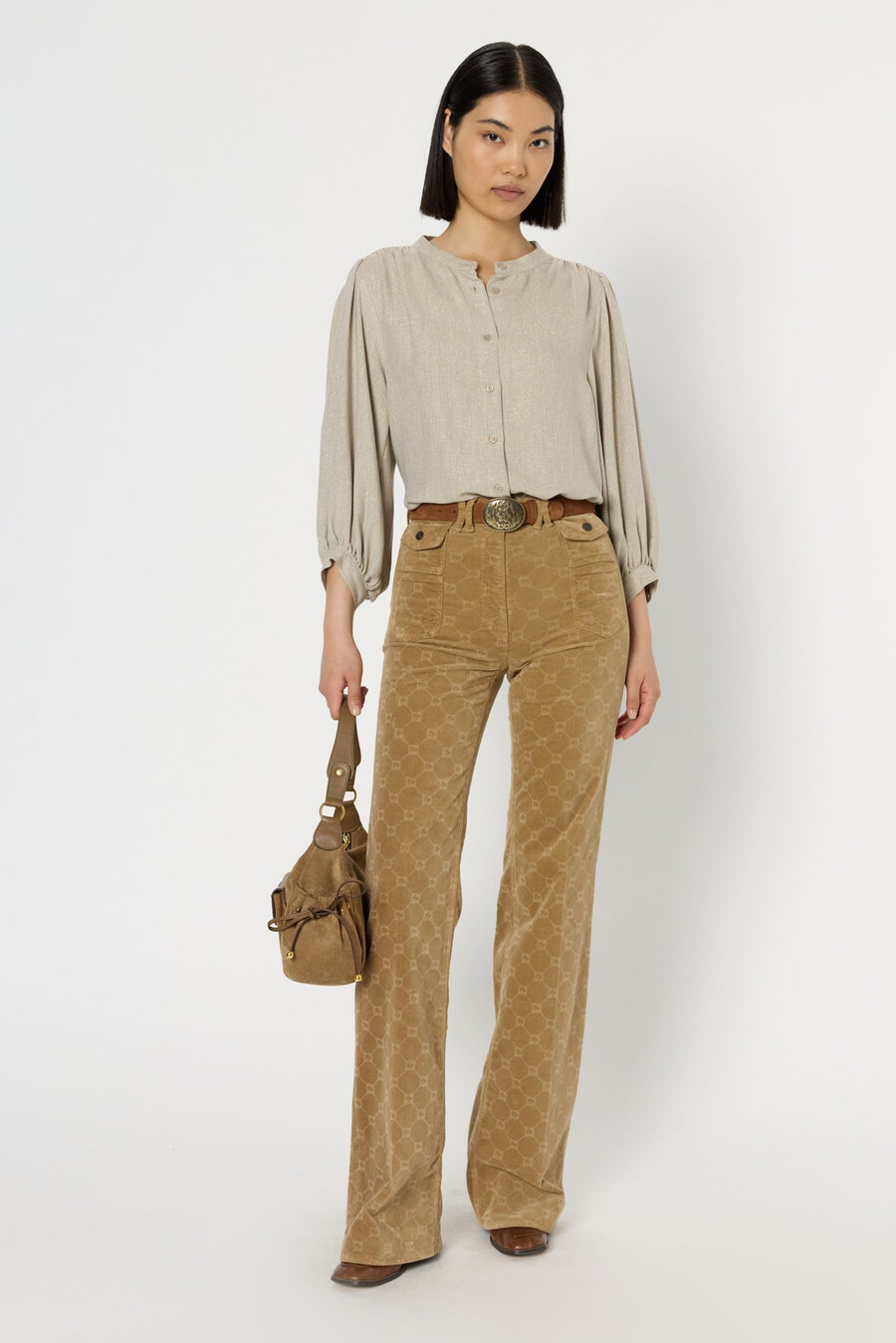 camisa de cuello redondo con lurex - alana